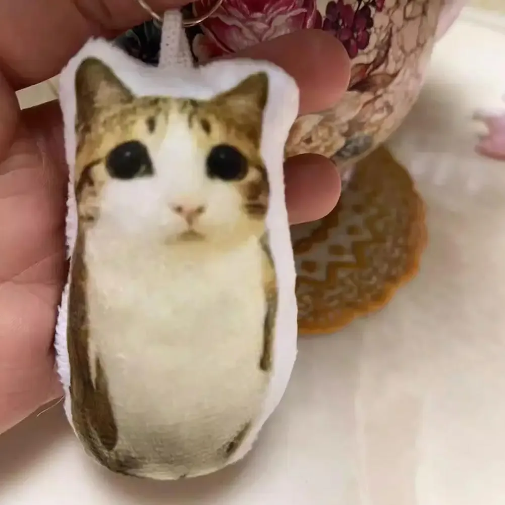porte-clés sonore en peluche chat 'meow' viral, pendentif chat doux avec son 'meow', porte-clés métallique portable, mignon pour les amoureux des chats et les sacs à dos