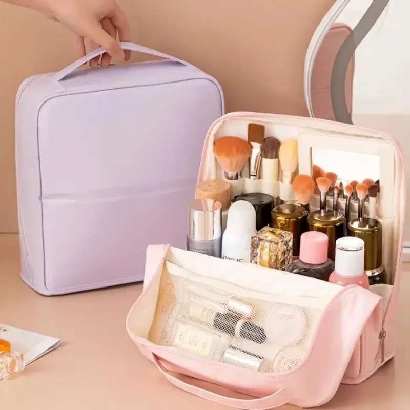 grande trousse de toilette imperméable à grande capacité pour femmes, organiseur de maquillage de voyage