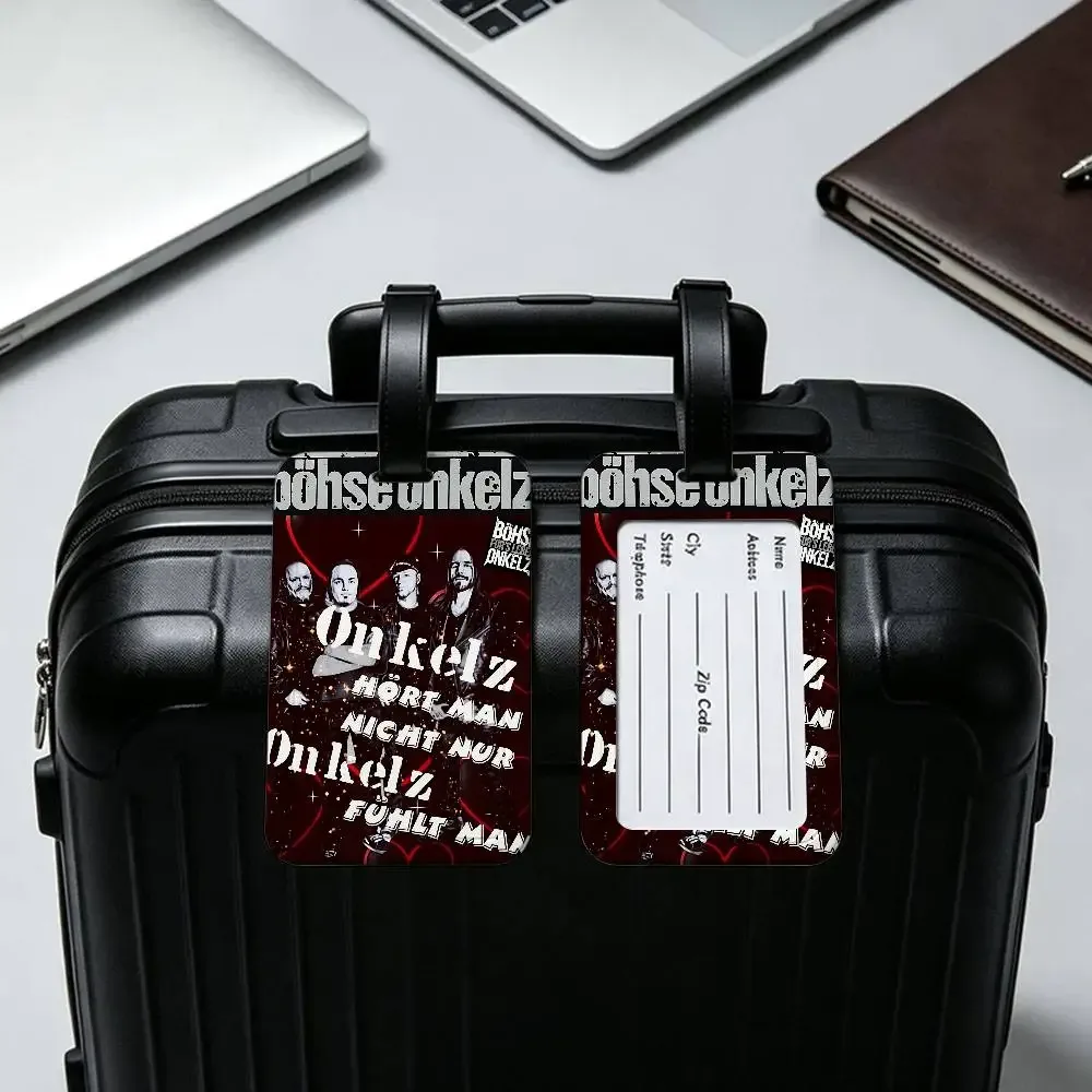 étiquette d'identification de bagage anti-perte en pvc hot band b-bohse o-onkelz, porte-carte d'information amovible, étiquette de bagage de voyage