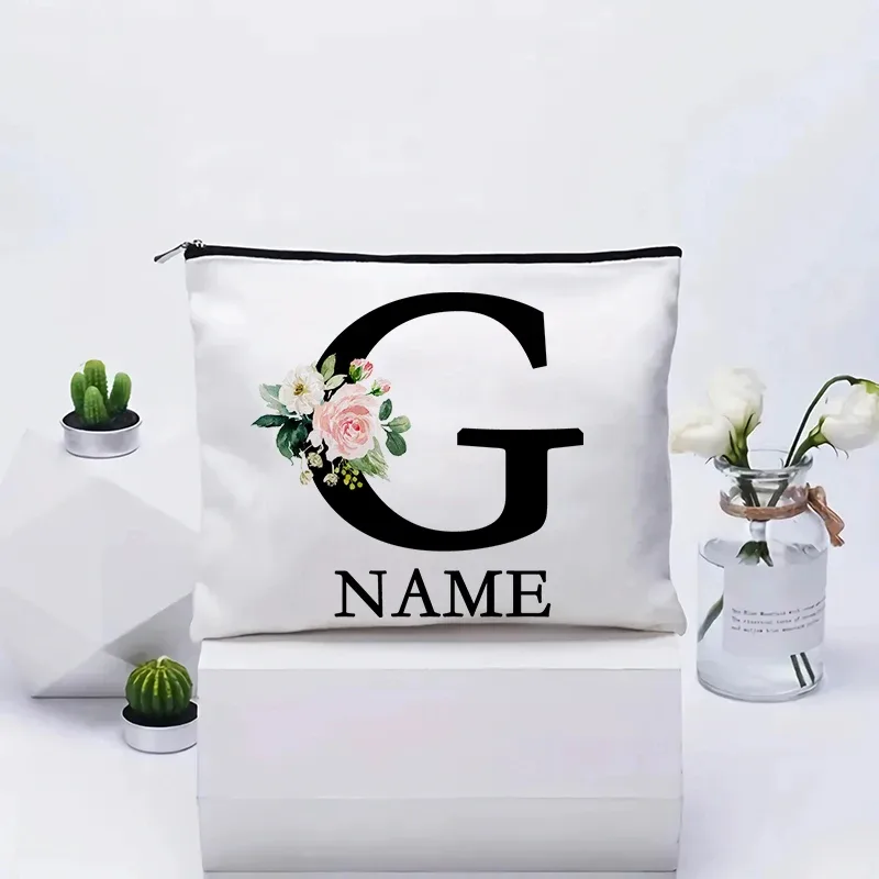 trousse de maquillage personnalisée avec nom, trousse de maquillage de voyage, trousse de maquillage de mariage, pochette cosmétique en toile pour fête, organisateur, cadeaux pour femme