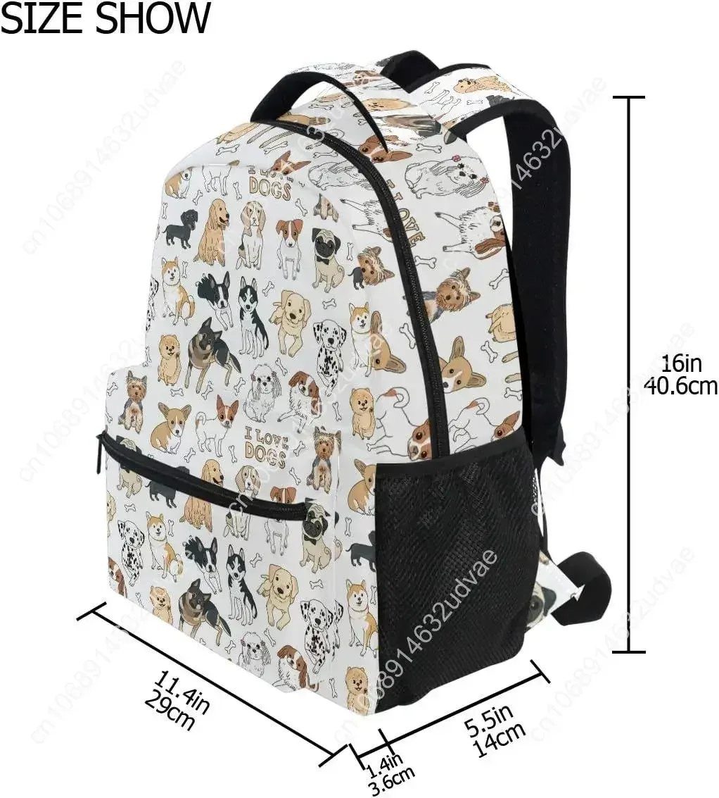 grand sac à dos avec imprimé chien mignon, pour étudiants, personnalisé, pour ordinateur portable, ipad, tablette, voyage, école