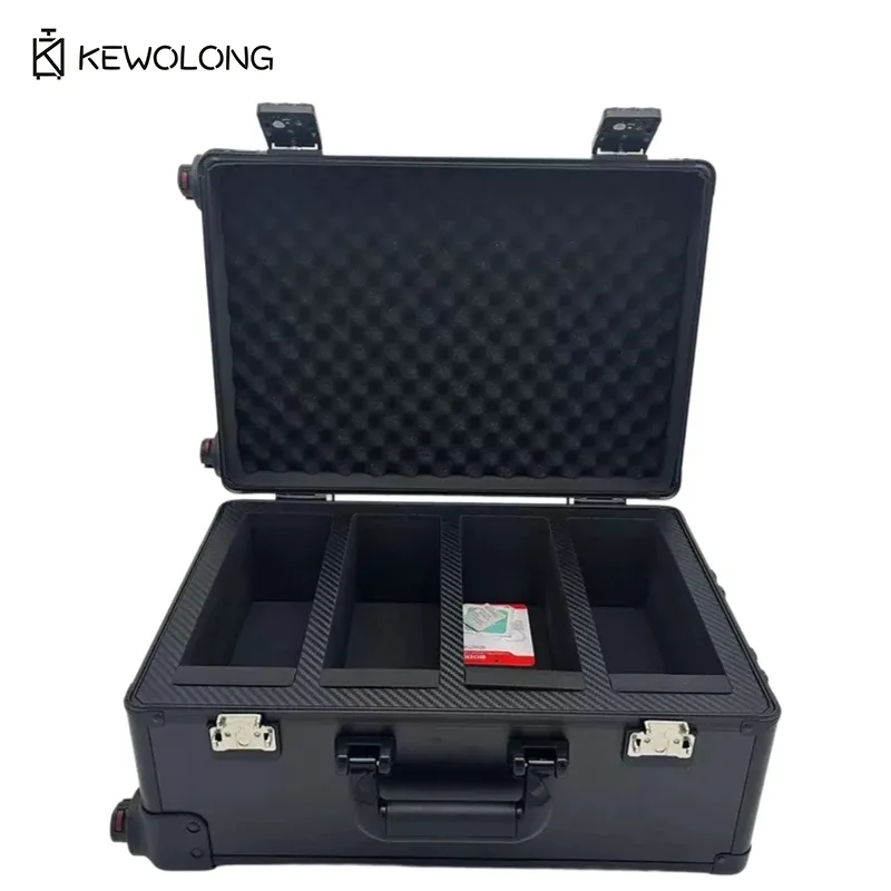 valise de rangement premium grande capacité pour cartes gradées 4 rangées, avec roulettes amovibles, pour collectionneurs