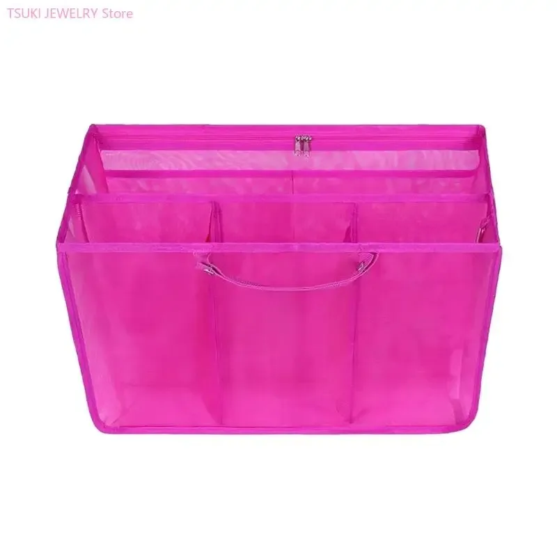organisateur voyage sac plage tissu ripstop maille poignées latérales rose noir marron compartiments pochette zippée clip mousqueton
