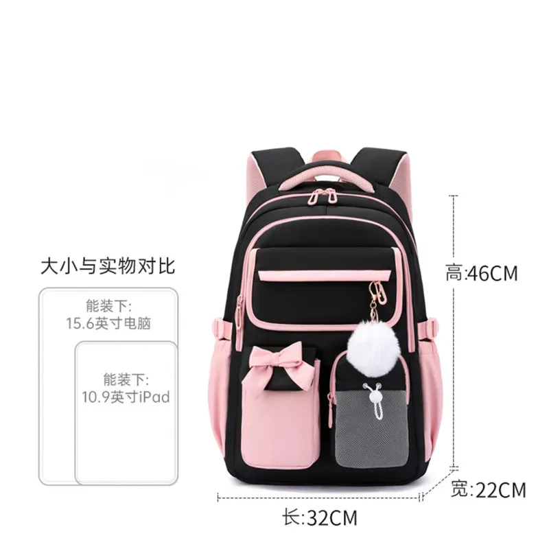 nouveau sac à dos scolaire en nylon grande capacité 2026 pour filles, sac à dos tendance avec nœud et couleurs bonbon, sac à livres pour adolescentes, sac à dos de voyage