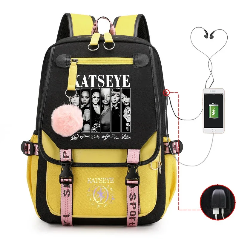 nouveau sac à dos kpop katseye multifonction pour femmes, hommes, filles, sac à dos de voyage quotidien, sac d'école pour adolescents, sac pour ordinateur portable