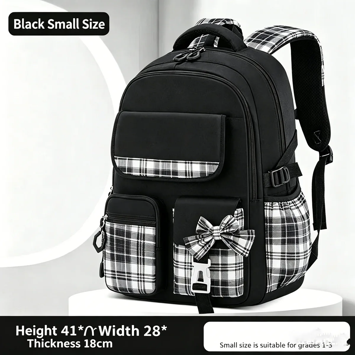 sac à dos à carreaux pour filles d'école primaire, ergonomique, léger, imperméable, grande capacité, protection de la colonne vertébrale