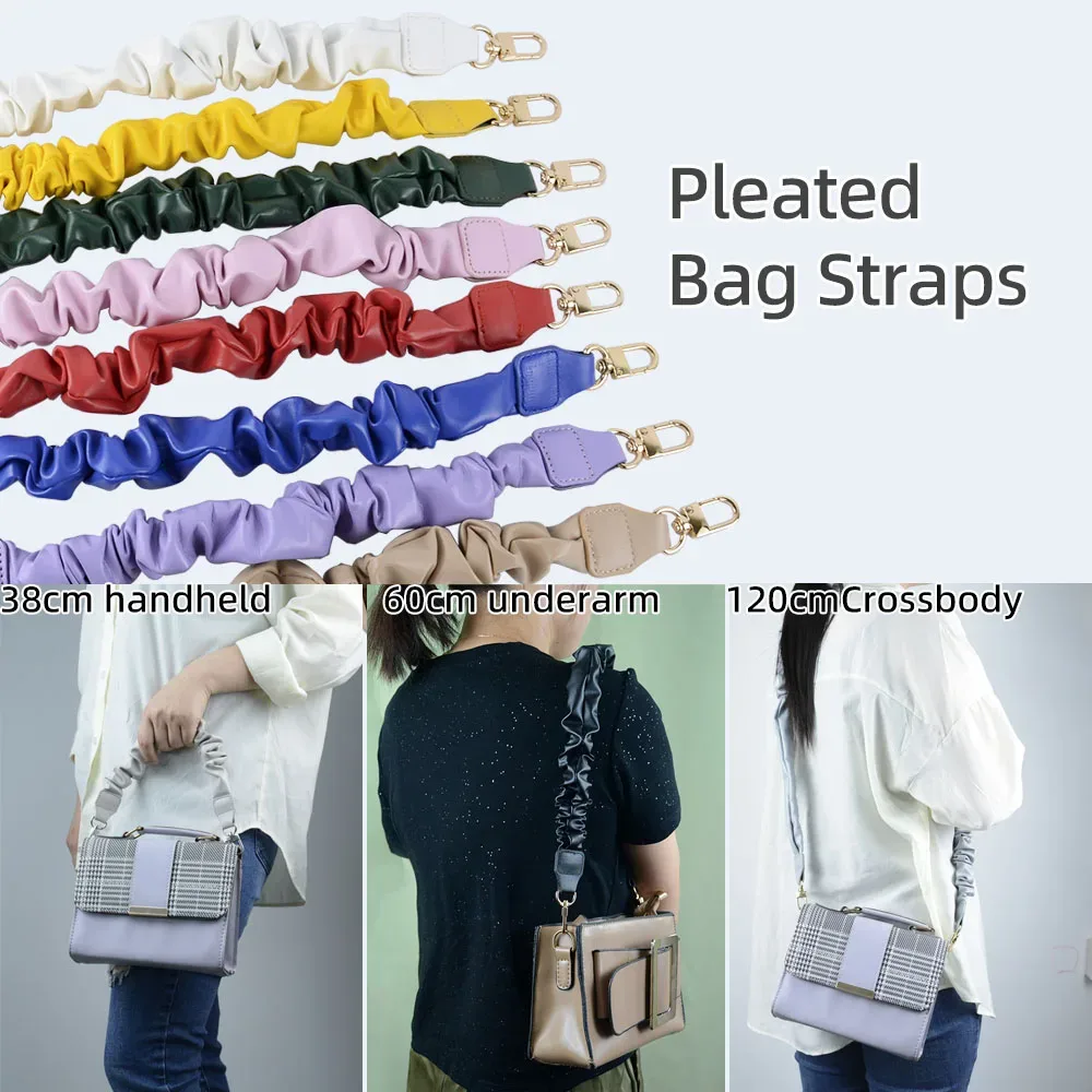Nouveau sac froissé en cuir bretelles plissées courtes longues plis poignées épaule sous les bras sangle remplacements sac à bandoulière accessoires