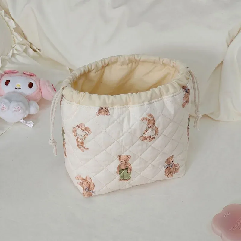 sac à cordon avec imprimé floral, grande capacité, trousse de maquillage portable, organisateur de rangement pour produits de beauté, idéal pour les voyages, la salle de sport et les articles de toilette à la maison.