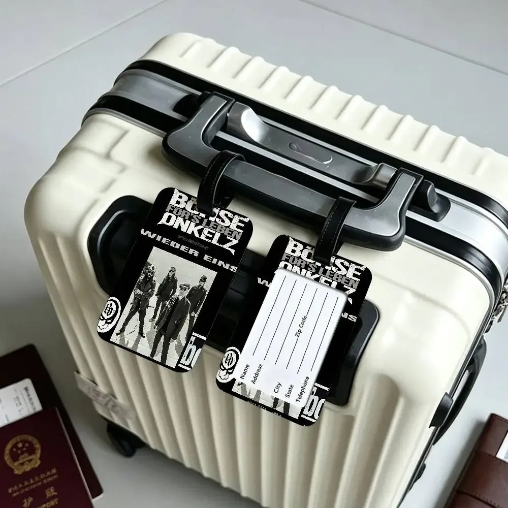 étiquette d'identification de bagage anti-perte en pvc hot band b-bohse o-onkelz, porte-carte d'information amovible, étiquette de bagage de voyage