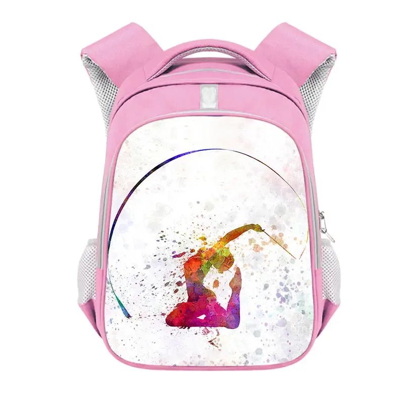 sac à dos imprimé de gymnastique rythmique pour filles, sac d'école de 13 à 16 pouces, sac de rangement de voyage de grande capacité, sac à dos d'athlète de danse