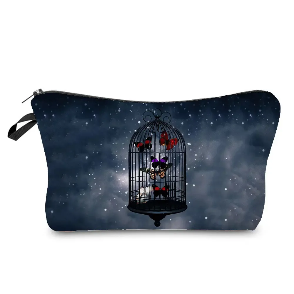 sac à cosmétiques imprimé papillon pour femmes, trousse à crayons d'école pratique avec animaux, mini sac de rangement de voyage, sacs de maquillage pour dames