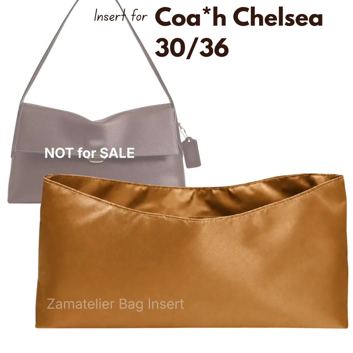 Insert en soie sur mesure pour sac à bandoulière Coach Chelsea 30/36, organisateur de sac à main haut de gamme en satin, base de sac en satin pour maintenir la forme