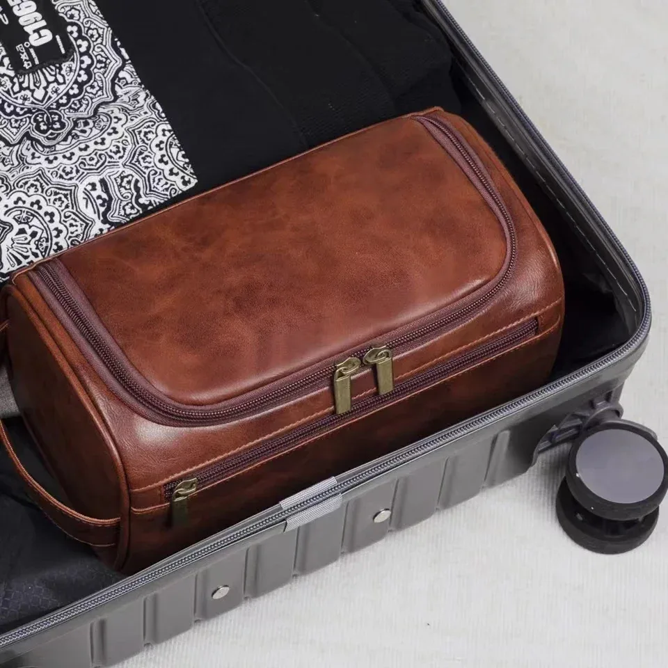 pour voyager grand sac cosmétique trousse de toilette en cuir pour hommes femmes dopp kit hommes trousse de toilette suspendue