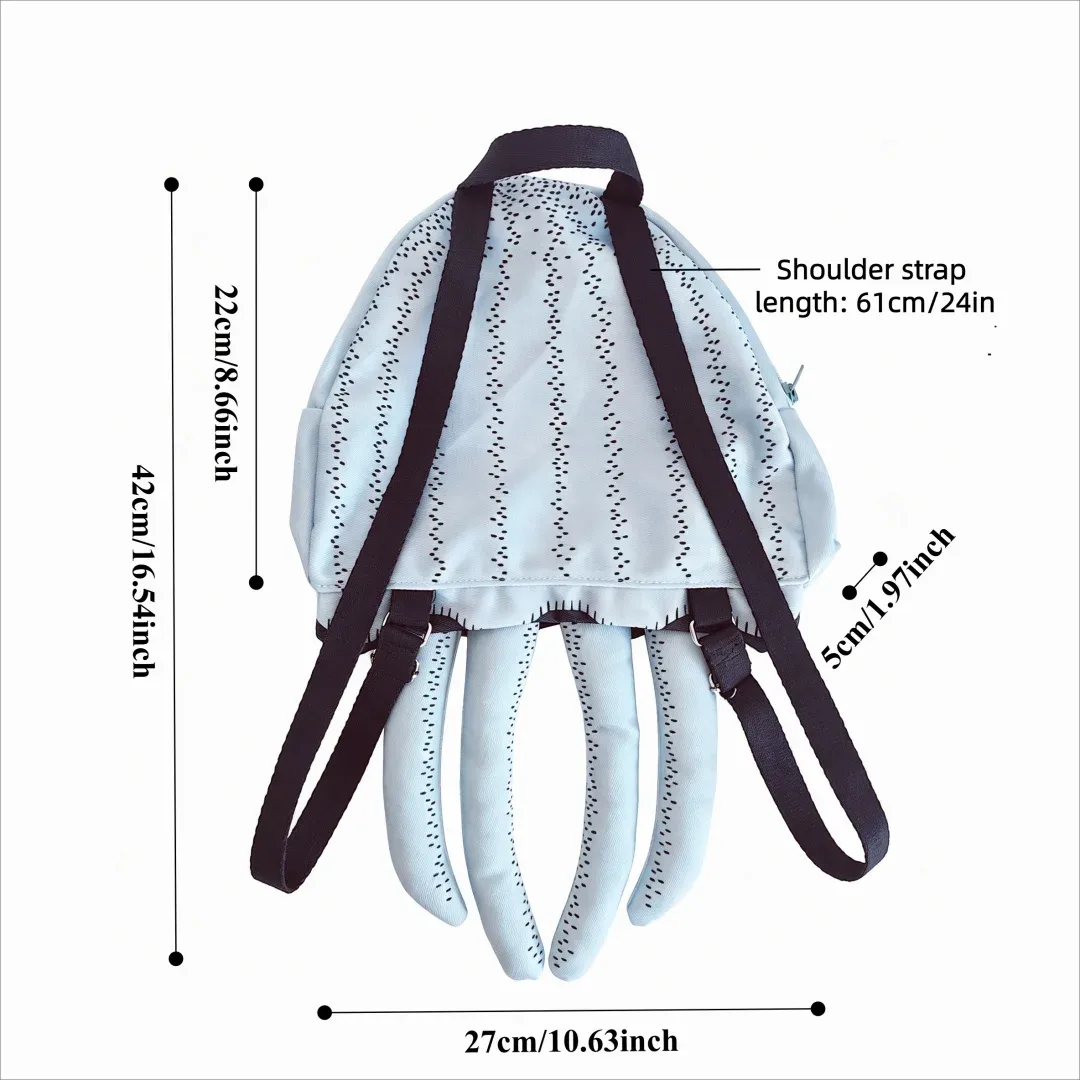 sac à dos méduse style océan, sac à bandoulière unique en forme d'animal marin, sac à main, avec tentacules de méduse bleu clair, mini sac à dos de voyage amusant sur le thème de la vie marine, cadeau, adapté aux hommes et aux femmes, pour l'école, les voyages, les loisirs quotidiens, les activités de plein air