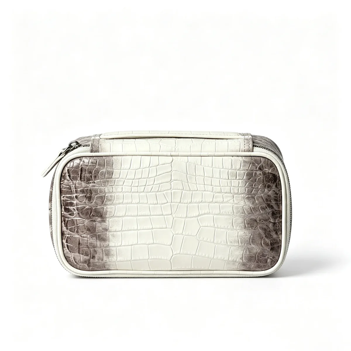 sac cosmétique en cuir véritable motif crocodile de l'himalaya, sac de toilette portable pour femmes, sac de rangement pour cosmétiques