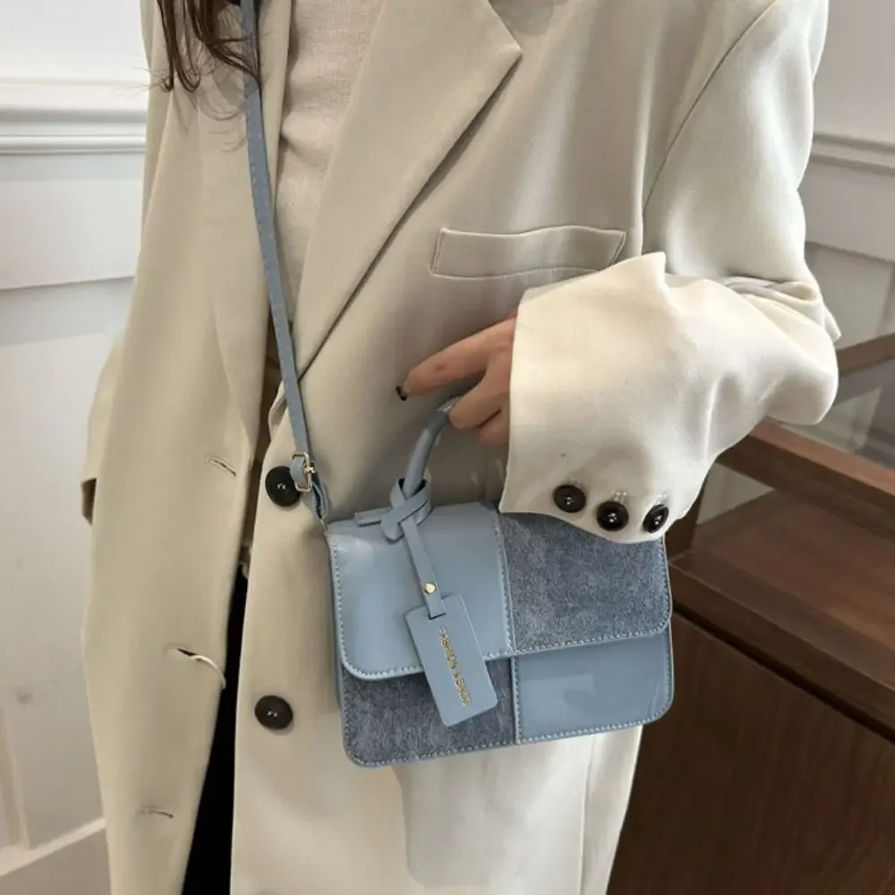 sac à bandoulière femme tendance color block, mini sac de voyage portable style coréen, sac carré petit format en pu grande capacité pour étudiante