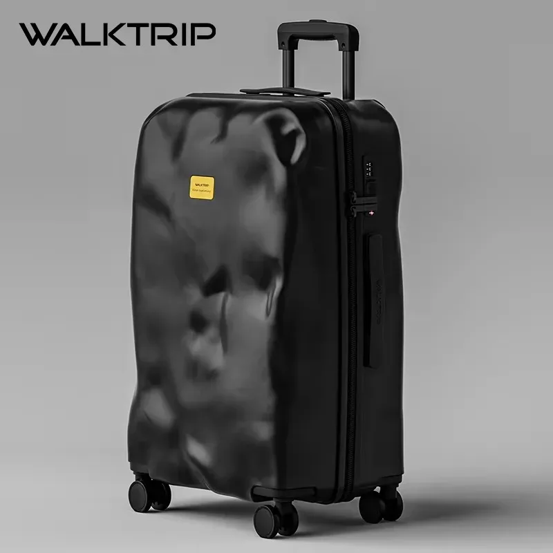 valise créative au design irrégulier cratère de météorite, tendance rétro, bagage à roulettes de voyage 20/24/26/28 pouces avec serrure tsa, en matériau pc