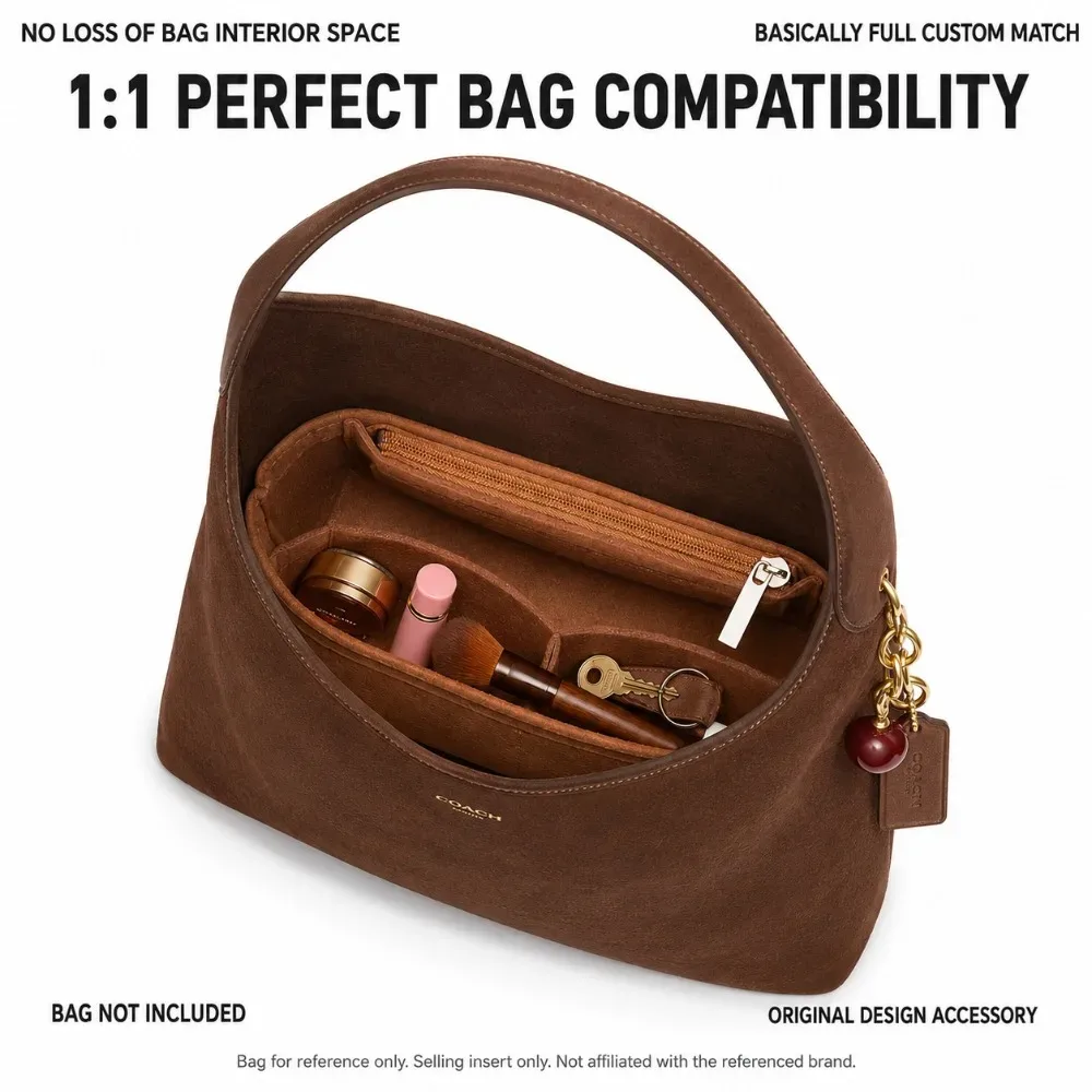 organisateur de sac en feutre pour sac à bandoulière coach brooklyn, insert de rangement structuré pour sacs fourre-tout 28, 34, 39 pouces