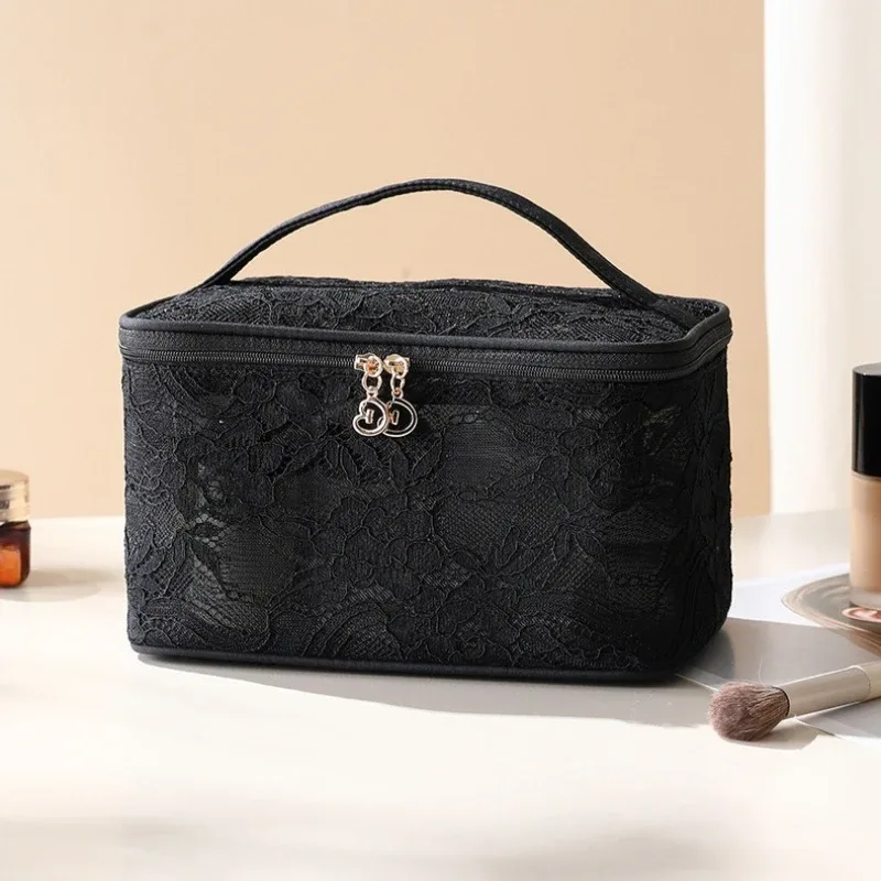 sacs de maquillage en dentelle pour femmes, sac à main, organisateur de voyage, pochette de rangement de maquillage cosmétique, fourre-tout portable à fermeture éclair, nouvelle collection