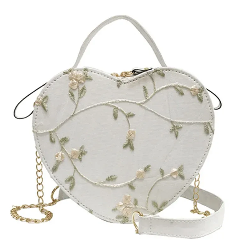 sacs à main ronds en dentelle pour femmes, sacs à bandoulière en cuir pu de bonne qualité, petits sacs à bandoulière avec chaîne de fleurs fraîches