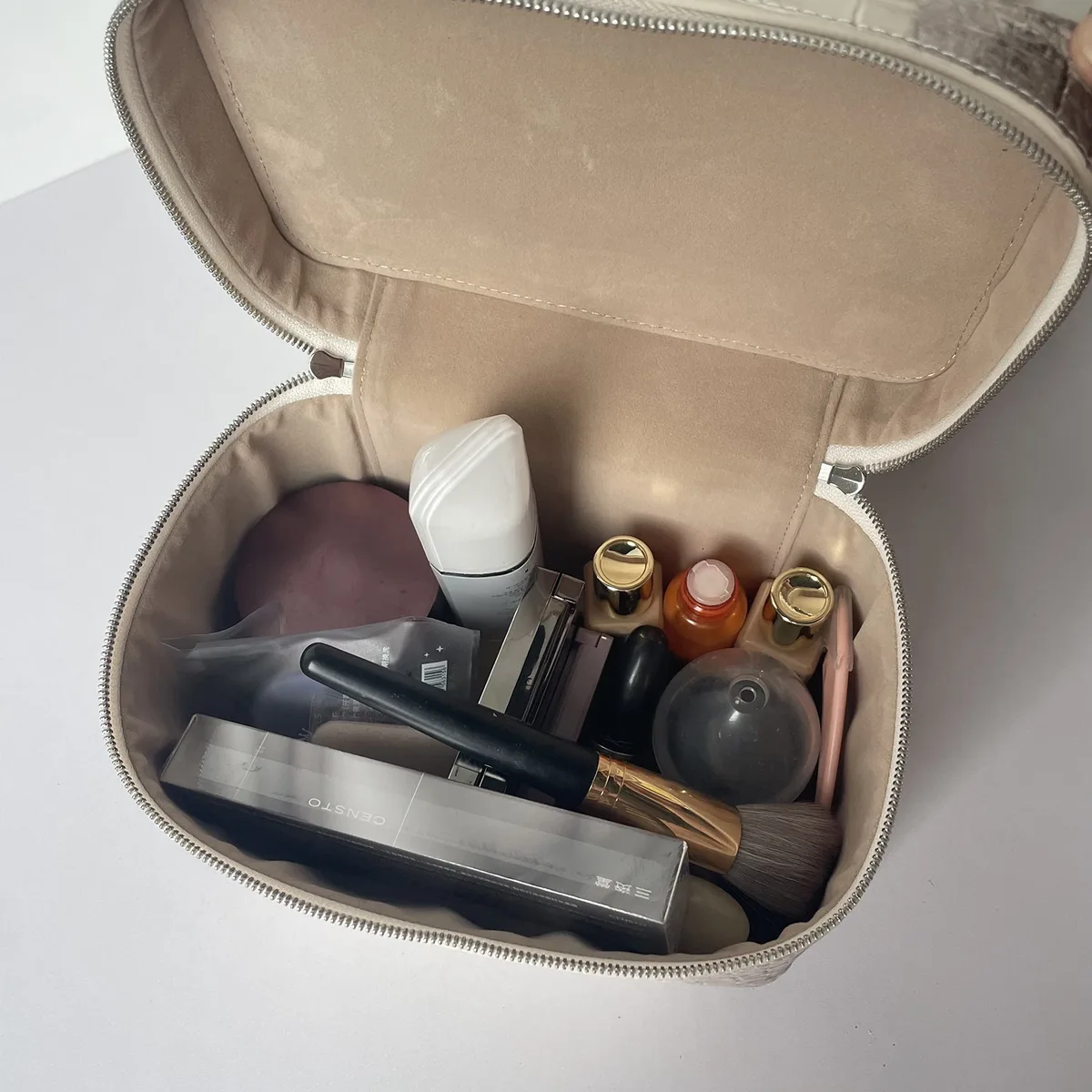 sac de toilette en cuir de vache de l'himalaya à motif crocodile, nouveau sac de rangement pour bijoux de grande capacité, sac de maquillage portable en cuir véritable