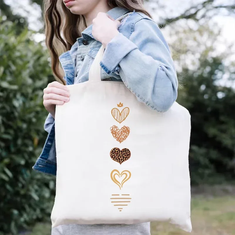 sac de shopping pour femmes minimaliste aquarelle coeur imprimé graphique sacs à bandoulière étudiants filles fourre-tout décontractés femmes sacs à main hg01