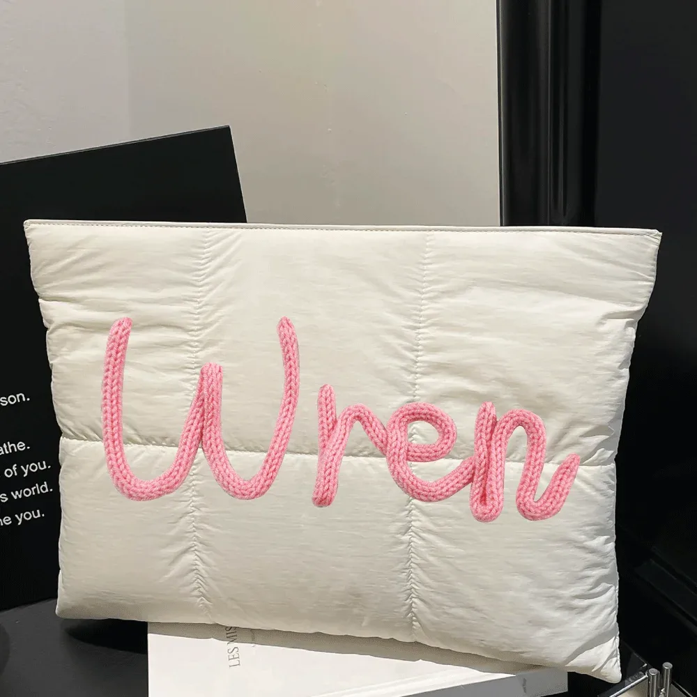 sac pour ordinateur portable personnalisé, étui pour ordinateur portable matelassé avec lettres en chenille personnalisées, housse pour ordinateur portable de 12x16 pouces, cadeau de bureau