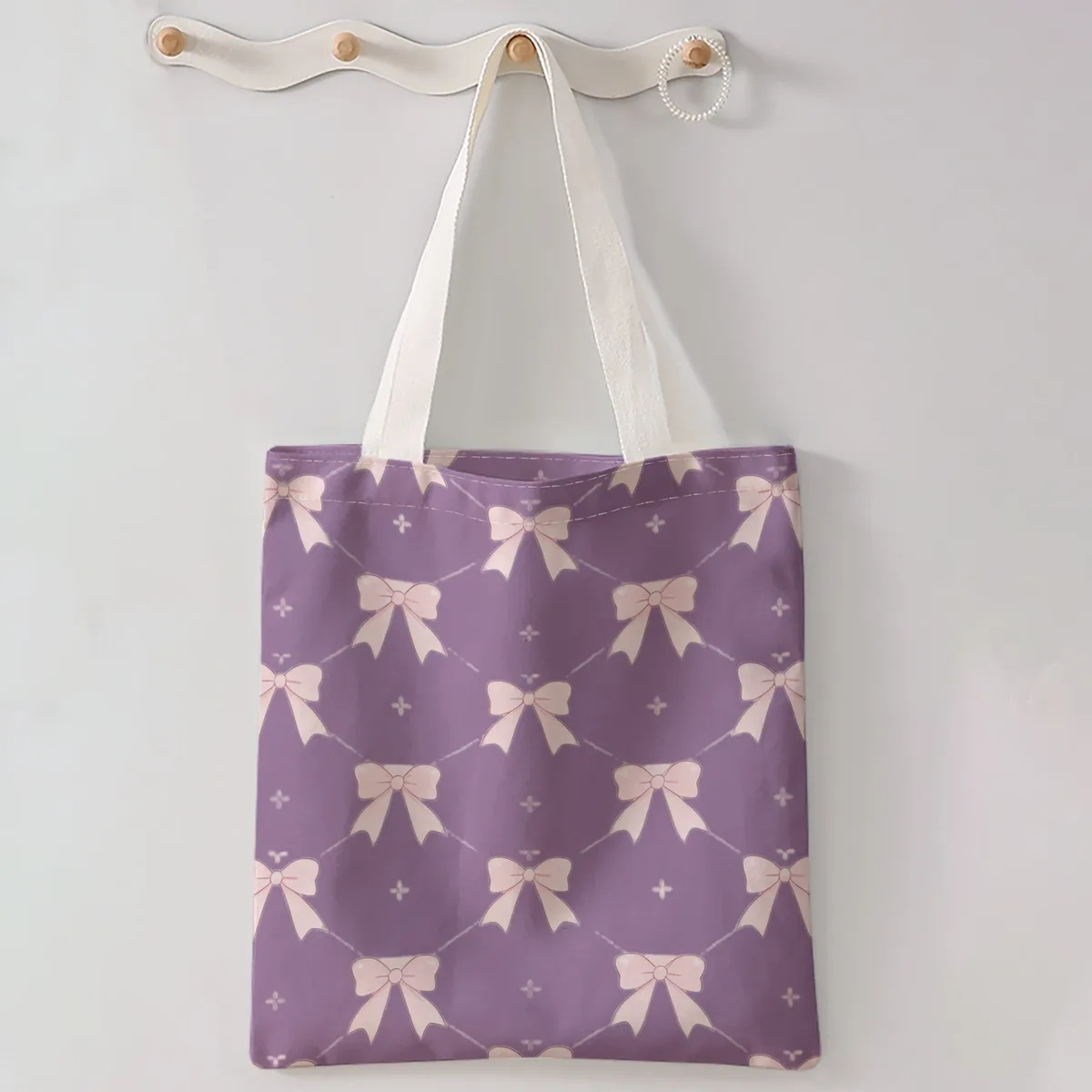 sac à main décontracté imprimé motif nœud, sac à dos réutilisable et tendance, sac à main multifonctionnel, sac de shopping en toile