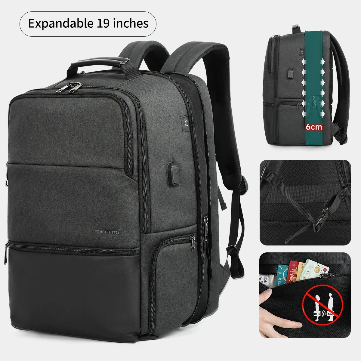 tigernu sacs à dos de voyage pour hommes 15.6 17 19 ''sac à dos pour ordinateur portable homme sac à dos d'affaires sacs pour sac à dos scolaire mochila sac à dos