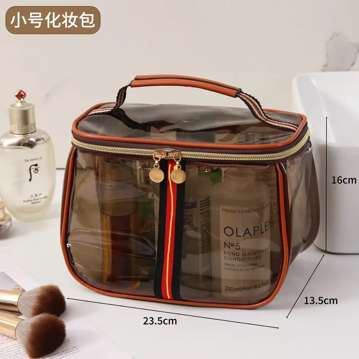 trousse de toilette de voyage grande capacité imperméable style rétro, sac de plage, pochette de maquillage pour voyages en plein air et vacances à la plage