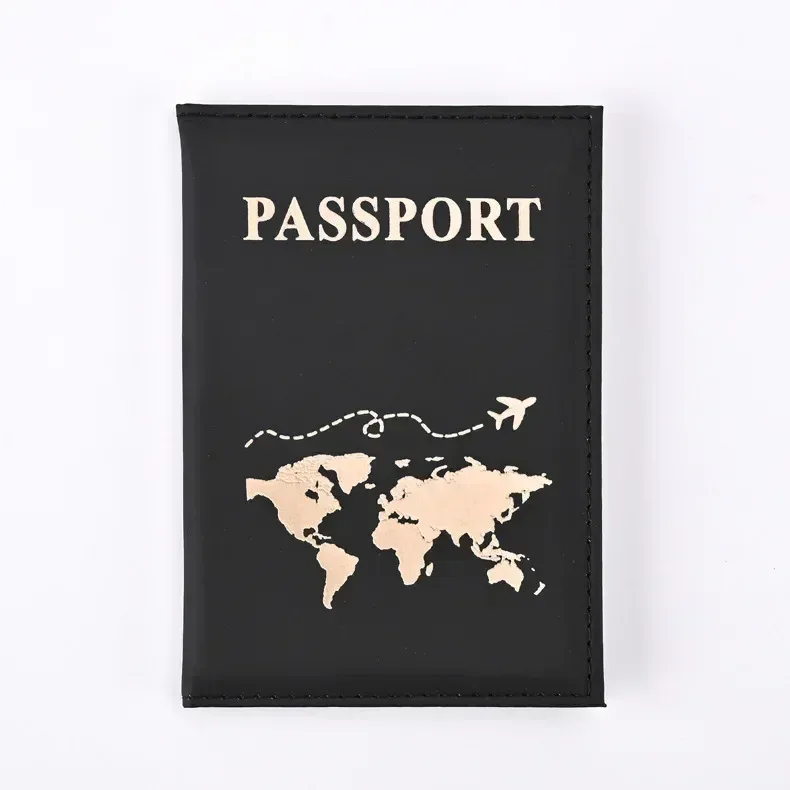 étui porte-passeport de voyage pour femmes et hommes, housse de protection en pu pour passeport, lettre imprimée, carte d'identité, porte-passeport, sacs à clip