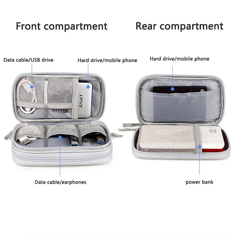 sac de rangement multi-couches pour accessoires numériques, anti-poussière, pour alimentation électrique, disque dur, batterie externe et câbles de données