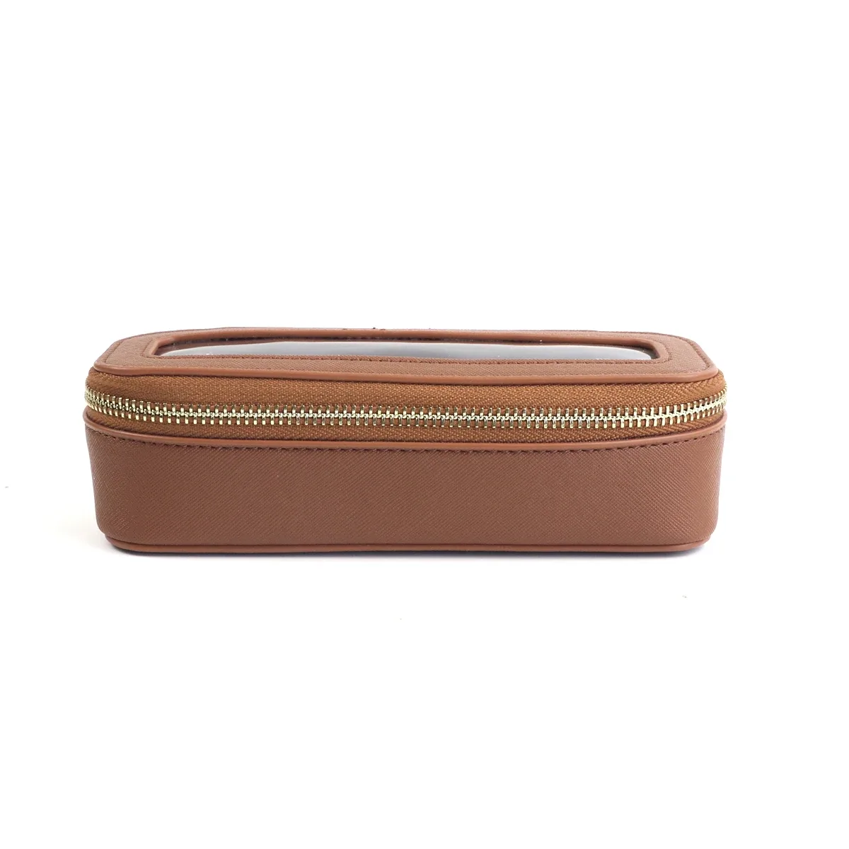 sac de rangement portable en cuir pu transparent personnalisé pour pinceaux de maquillage, accessoire de rangement pour articles de toilette quotidiens
