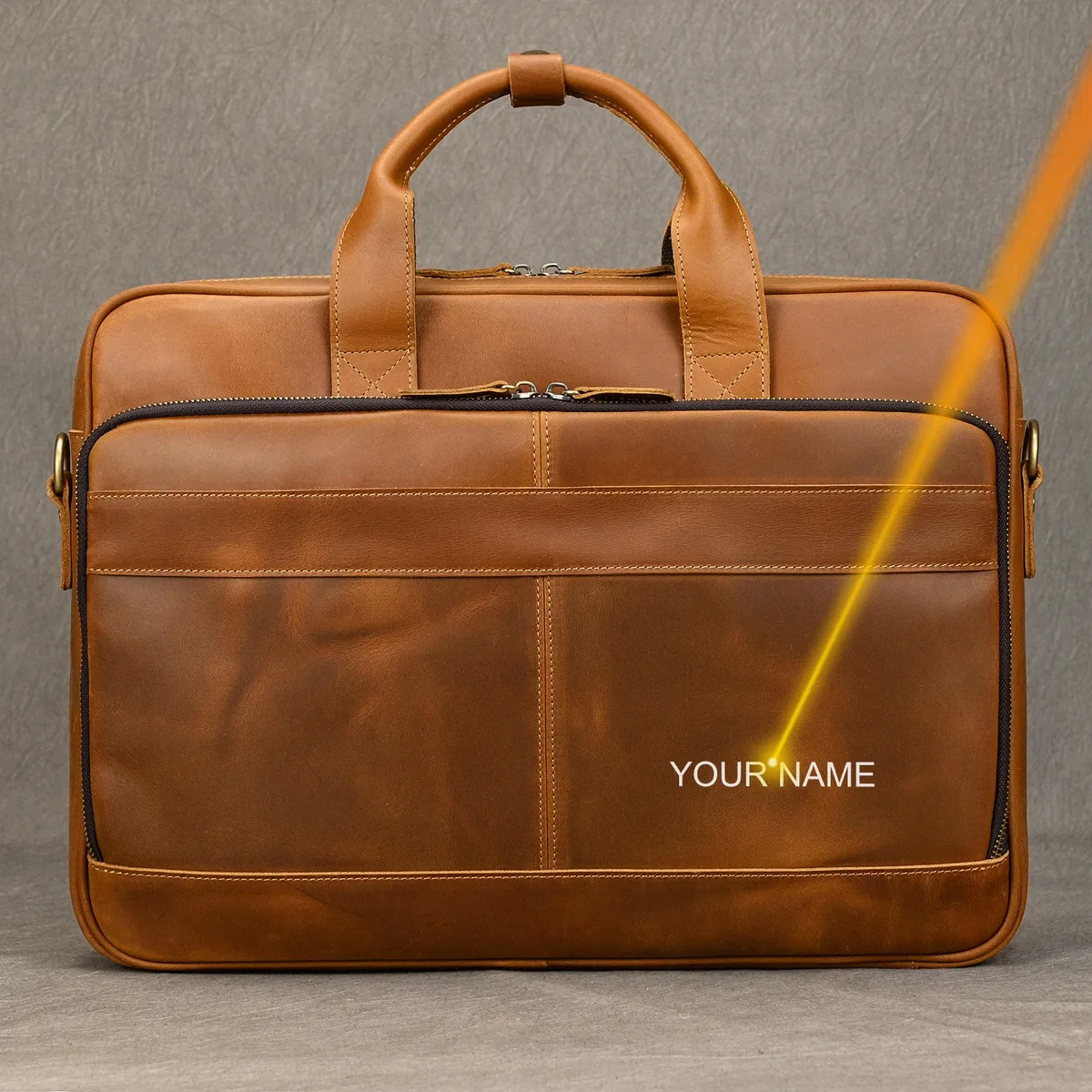 sac à main pour ordinateur portable de style rétro, en cuir véritable, sac décontracté de 15,6 pouces, sac d'affaires pour le travail quotidien, sac fourre-tout pour hommes, sac pour documents.