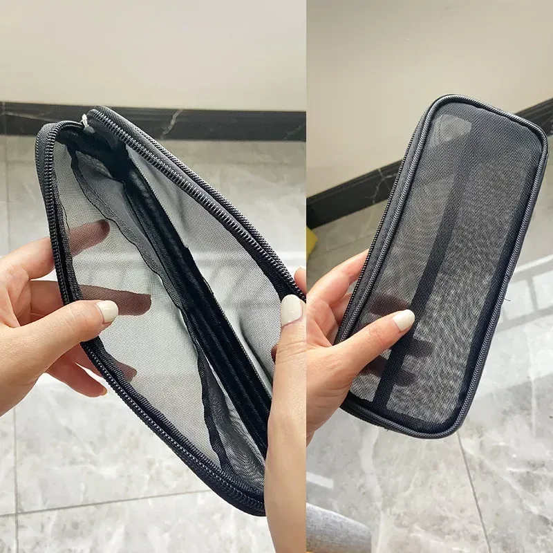 trousse toilette nylon noire fermeture éclair organisateur maquillage box voyage femmes hommes pochette rangement cosmétique