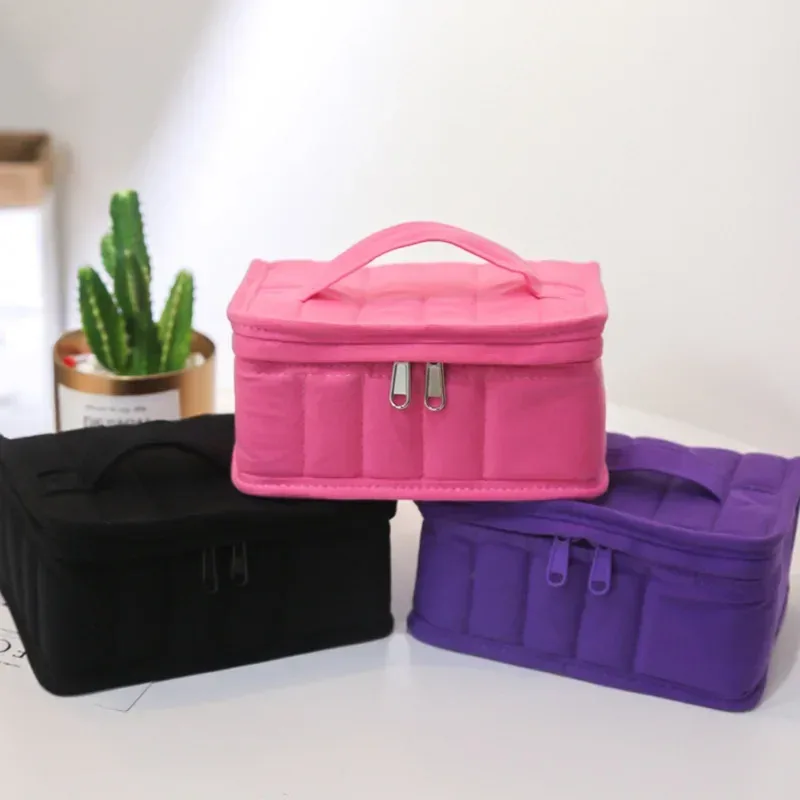 sac de voyage portable et pratique pour huiles essentielles, 17 compartiments, en tricot, anti-humidité, pochette cosmétique type enveloppe rouge