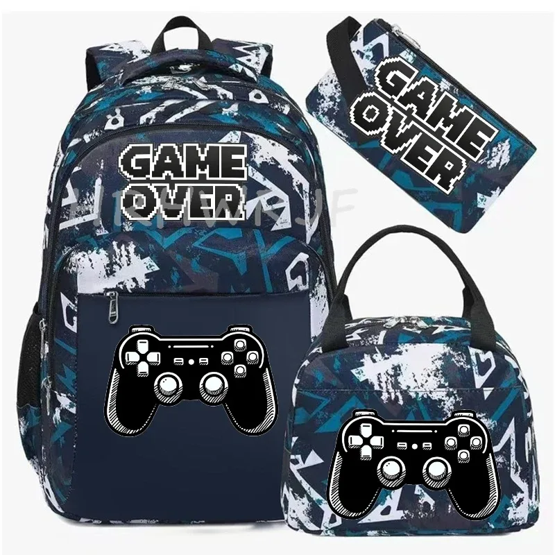 lot de 3 sacs à dos camouflage pour garçons avec sac à déjeuner, grande capacité, pour l'école, les livres et les voyages