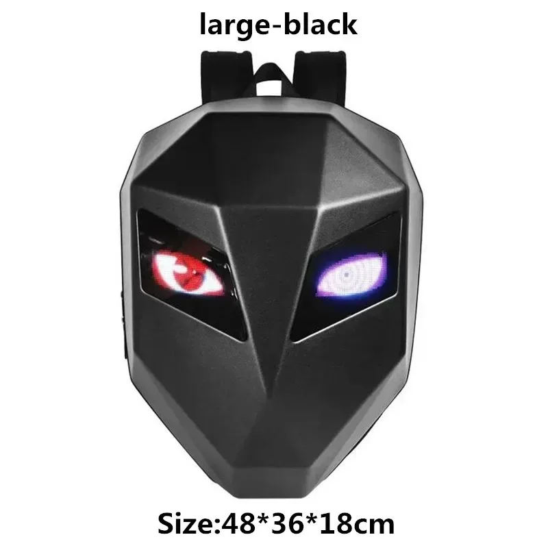 led moto rider sac à dos yeux lueur modèle fibre de carbone texture casque locomotive sac à dos sac d'école moto sac à dos pour ordinateur portable
