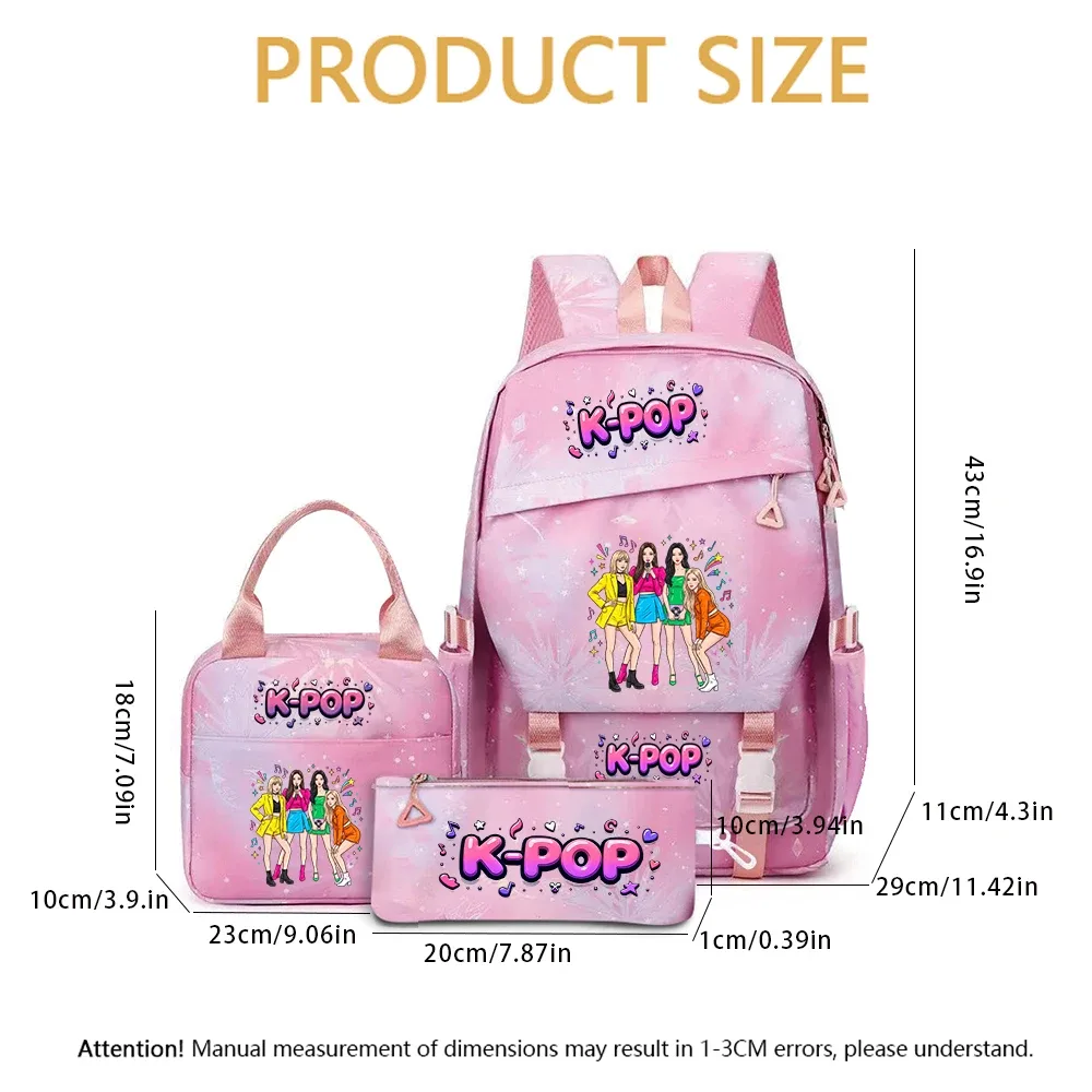 ensemble de 3 sacs à dos à motif de groupe de filles k-pop pour les fans, idée cadeau parfaite avec un design accrocheur