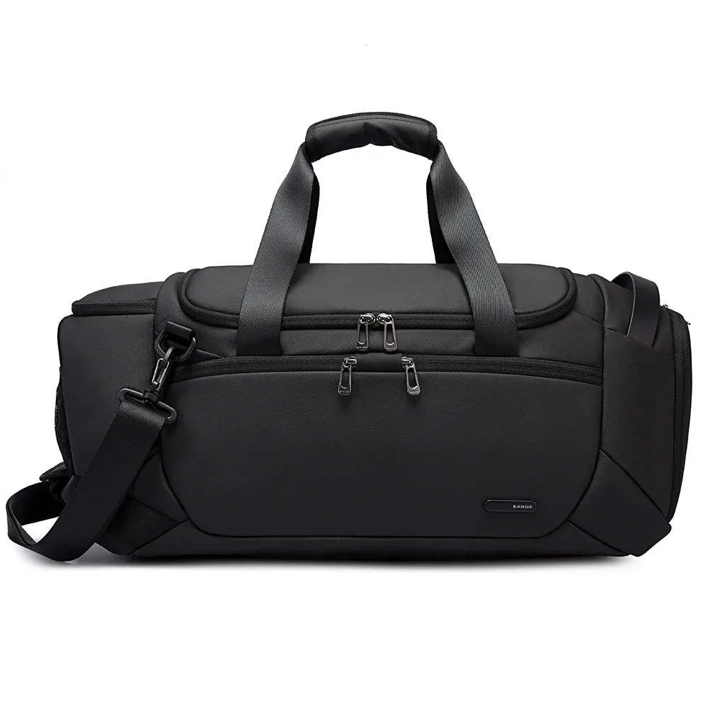 sac voyage sac voyage polyvalent polyester imperméable noir compartiment chaussures séparation sec humide format sacoche