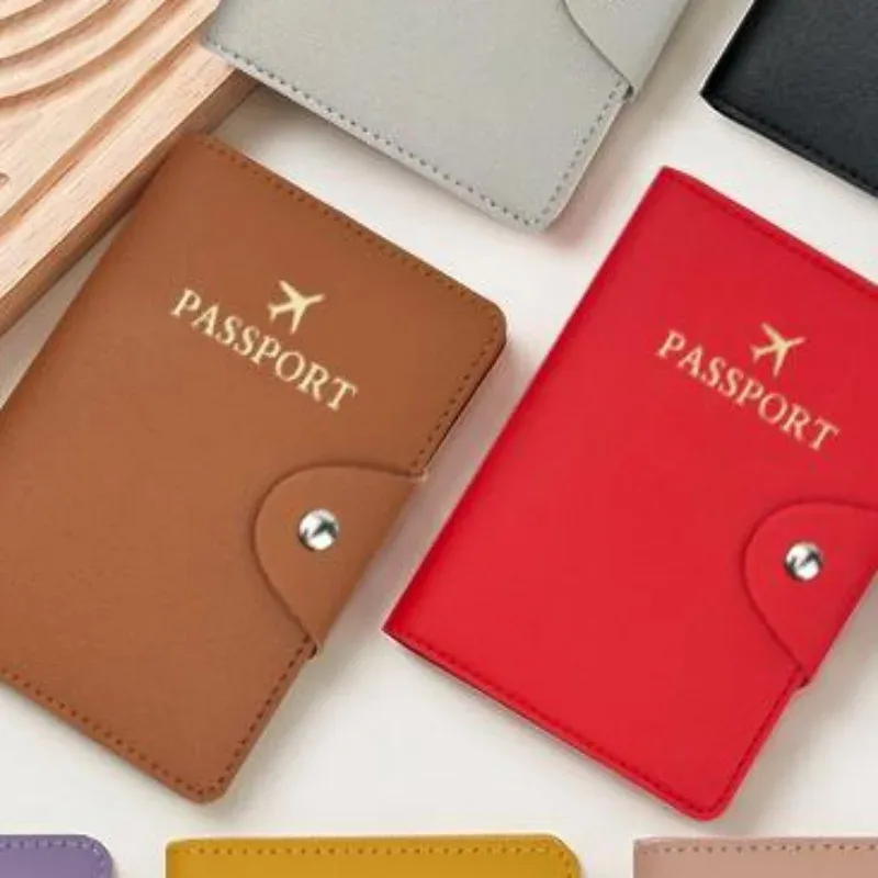 portefeuille organisateur de passeport en cuir pu avec fermeture à pression, multicolores, compagnon de voyage pour femme