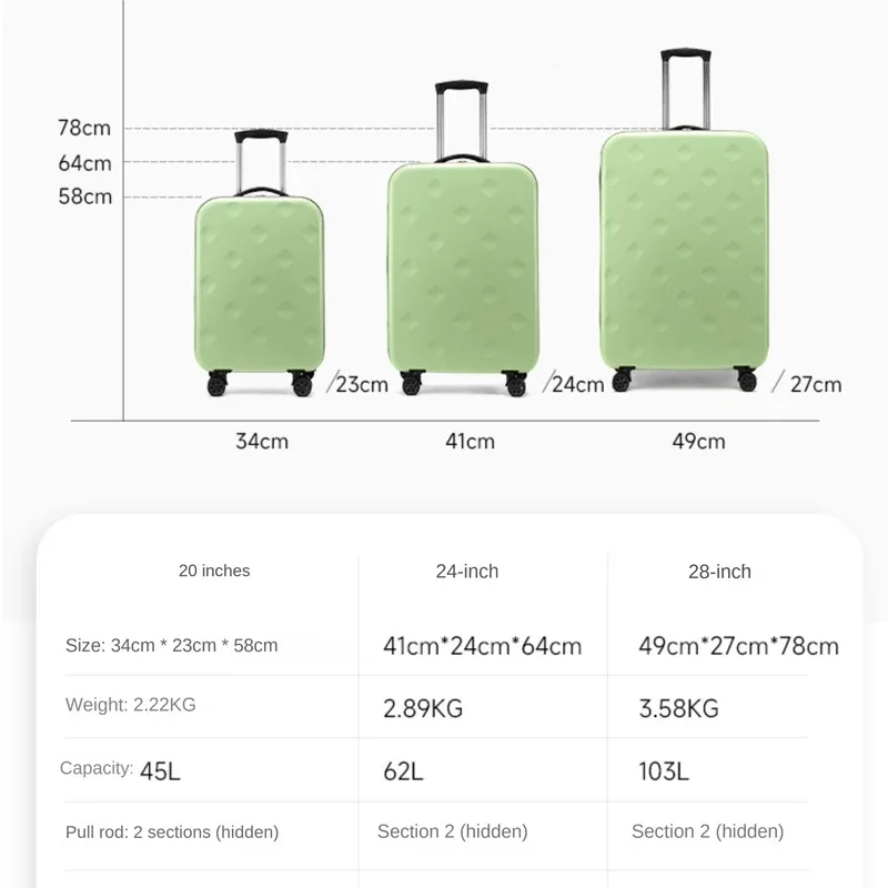 nouvelle valise de voyage pliable, bagage à roulettes léger, valise à roulettes 20/24/28 pouces, valise à roulettes avec mot de passe, sac de voyage
