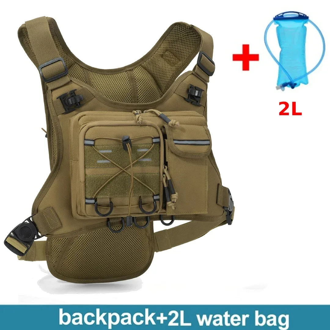 sac de poitrine multifonctionnel, gilet tactique pour hommes, sac à dos d'hydratation avec porte-équipement, sac de course pour marathon, cyclisme, trekking
