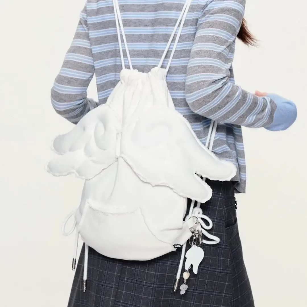 Sac à dos pour filles, mode coréenne, Sweet Wing, décontracté, nouveau sac à dos blanc, sacs pour femmes à l'aspect féminin coréen