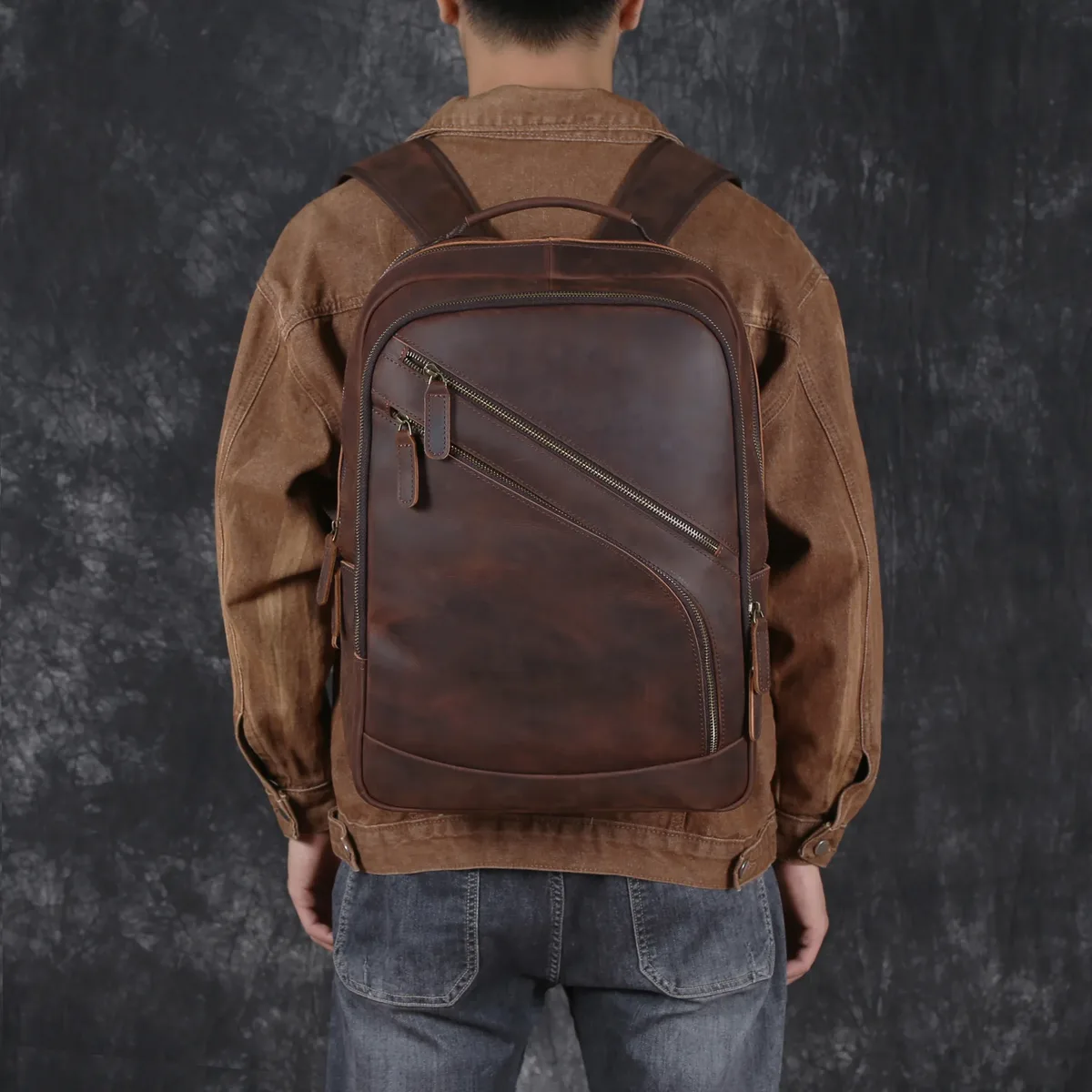 sac à dos en cuir pour hommes, en peau de vache de première qualité, sac pour ordinateur portable, grande capacité, sac de randonnée, sac de voyage rétro, sac d'école à la mode.