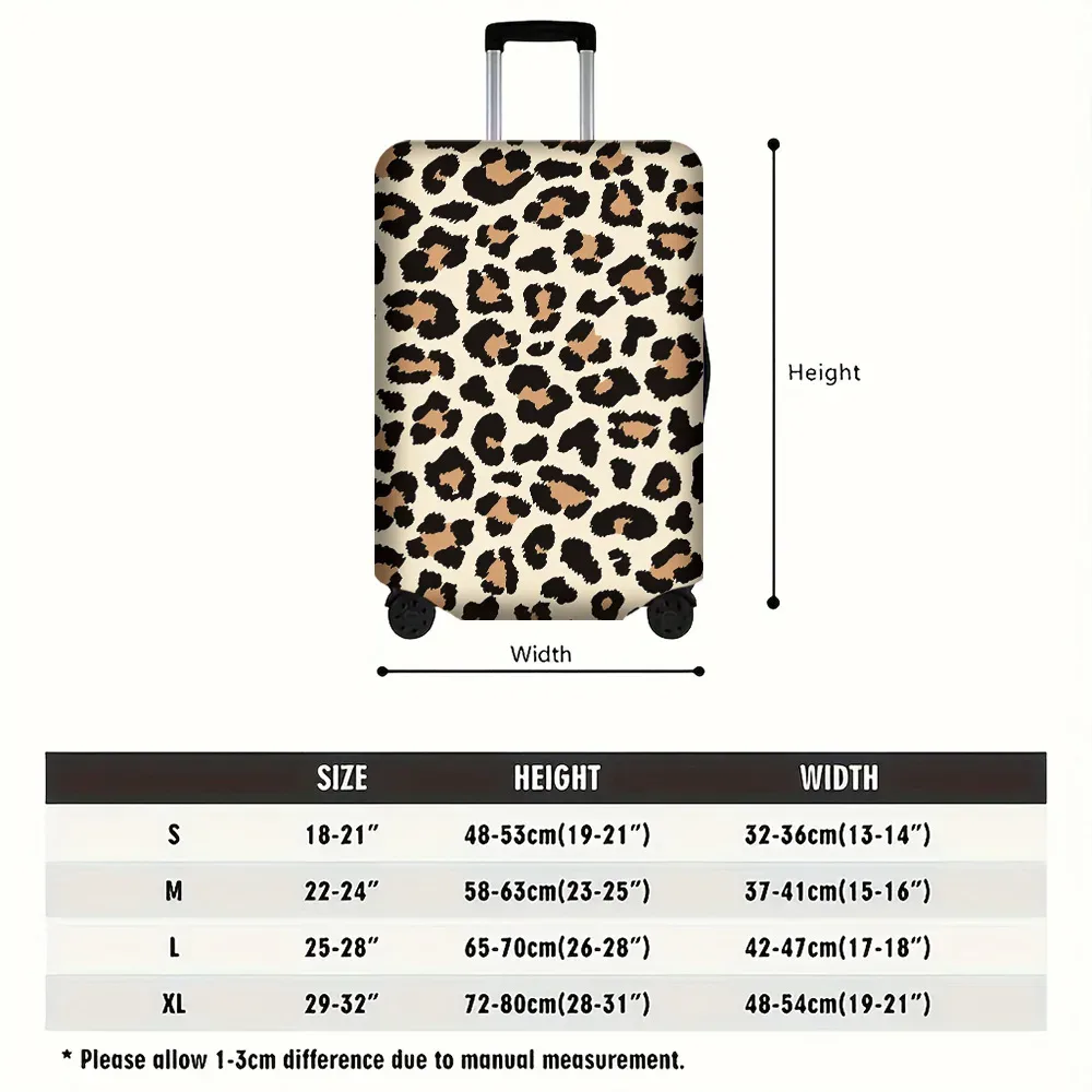 1 housse de protection pour bagages motif léopard, pour bagages de 18 à 32 pouces ; accessoires de voyage anti-poussière et élastiques pour protéger efficacement vos bagages