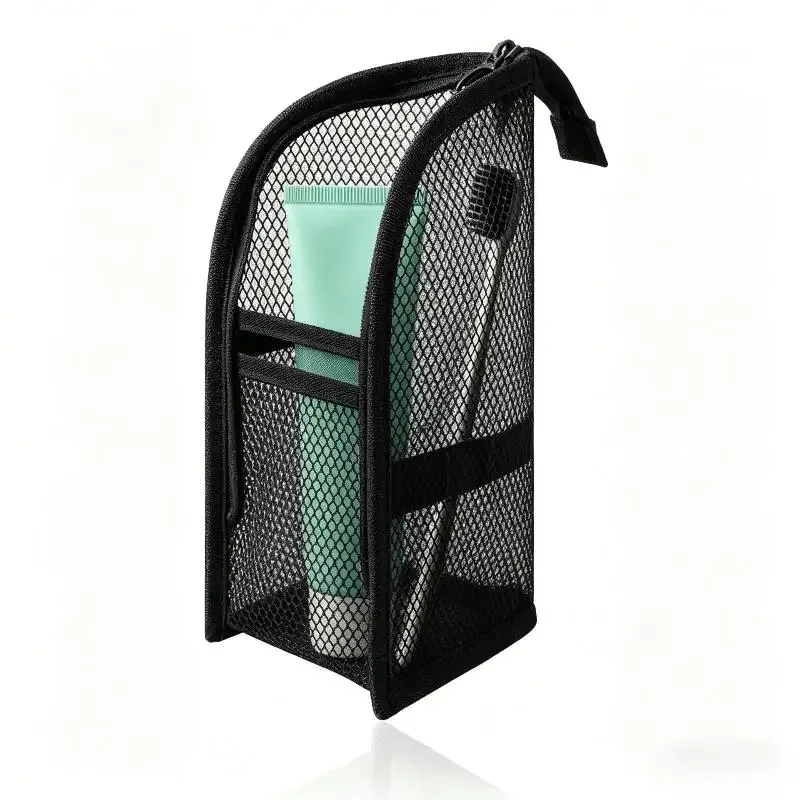 trousse de toilette de voyage respirante en maille, multi-poches, pour vacances et voyages d'affaires