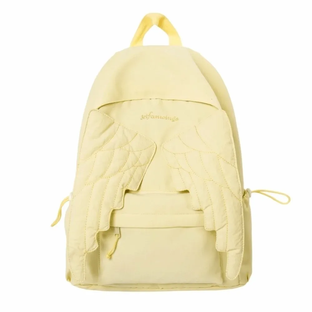 sac à dos y2k jk en nylon couleur unie avec ailes, style universitaire lolita, pour étudiants, sac d'école et de voyage