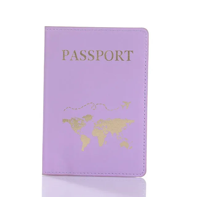 couverture de passeport en cuir pu pour hommes et femmes, étui de passeport de voyage avec carte du monde, organisateur-porte-carte de protection, couvertures de documents d'identité