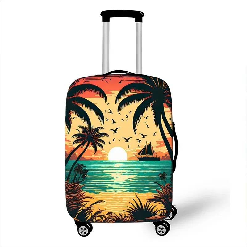 arbre hawaïen plage impression housse de bagage coucher de soleil noix de coco femmes hommes valise de voyage housses de protection horus boîtier de chariot couverture cadeau